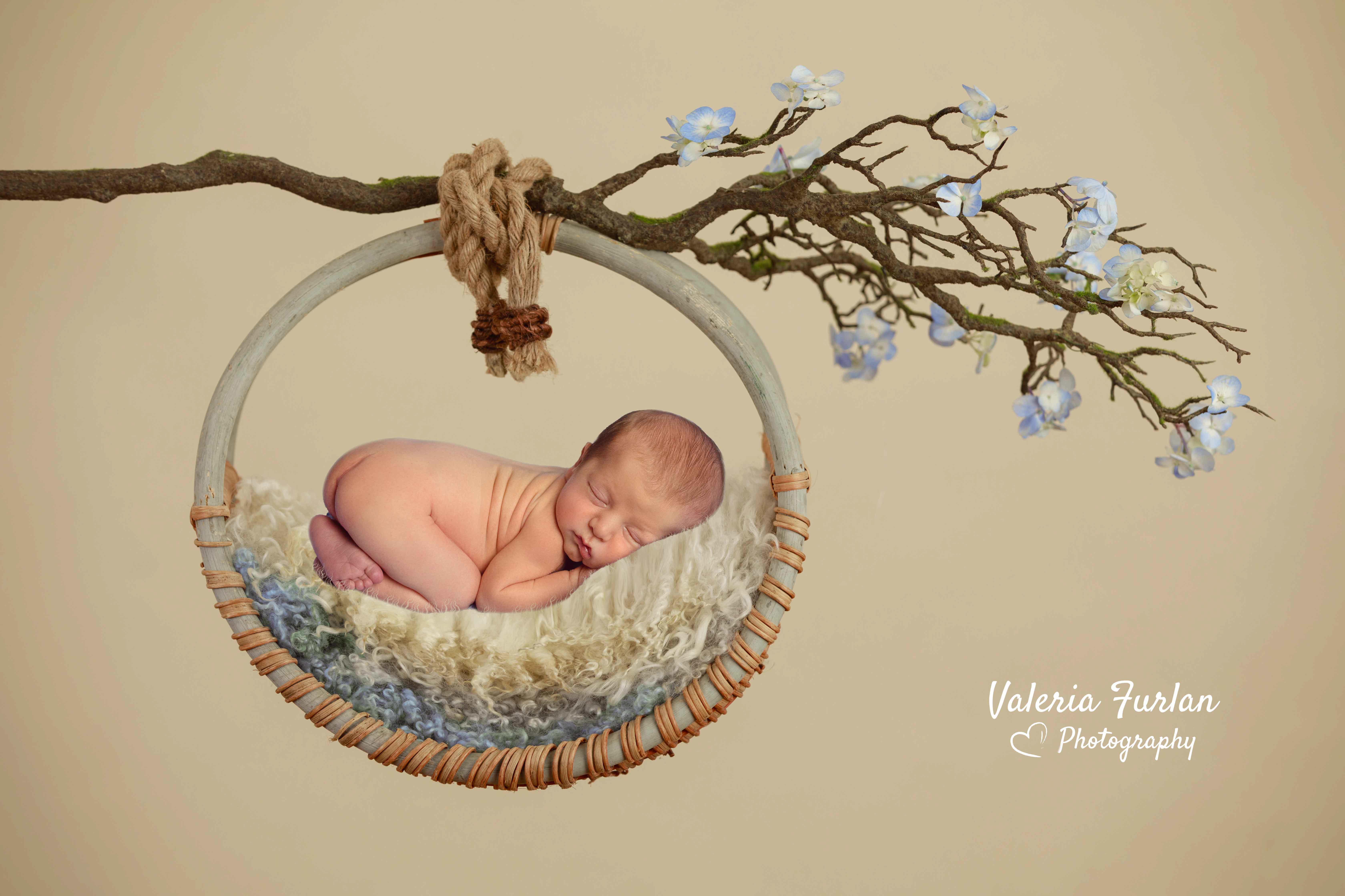 Séance photo de naissance nouveau-né en studio